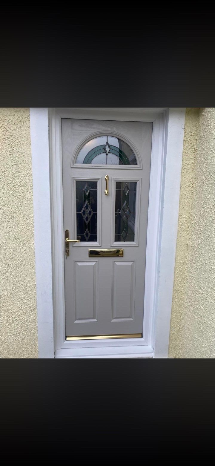 Light Grey Arched-Glass Door